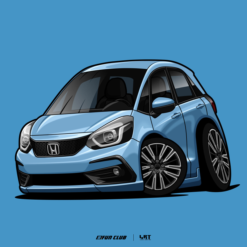 absurdres, blue_car, car, chibi, choro-q, highres, honda, honda_fit