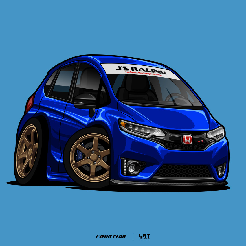 absurdres, blue_background, blue_car, car, chibi, choro-q, highres, honda
