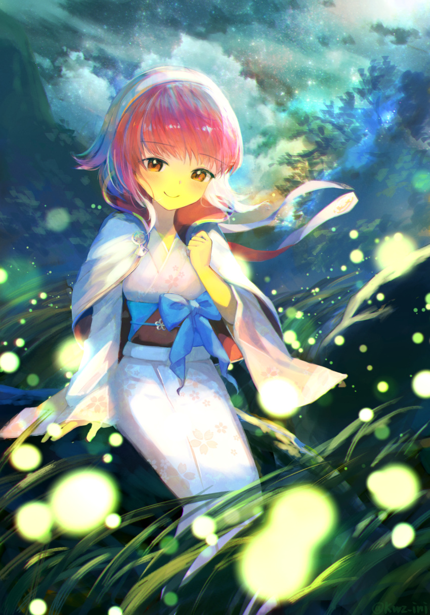 1girl, blue_bow, bow, closed_mouth, fire_emblem, fire_emblem_fates, fire_emblem_heroes, fireflies
