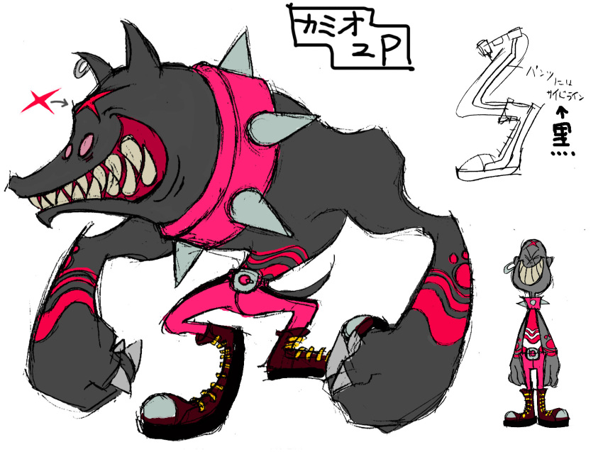 2000s_(style), 2boys, alternate_color, alternate_costume, alternate_skin_color, animal_collar, arm_tattoo, arms_at_sides