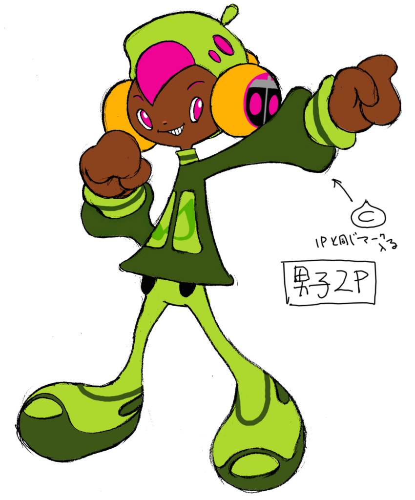 1boy, 2000s_(style), alternate_costume, alternate_skin_color, amp_(cool_cool_toon), beret, buttons, child