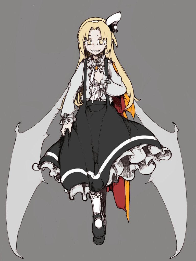 1girl, black_footwear, black_skirt, blonde_hair, bolos, bow, cape, center_frills