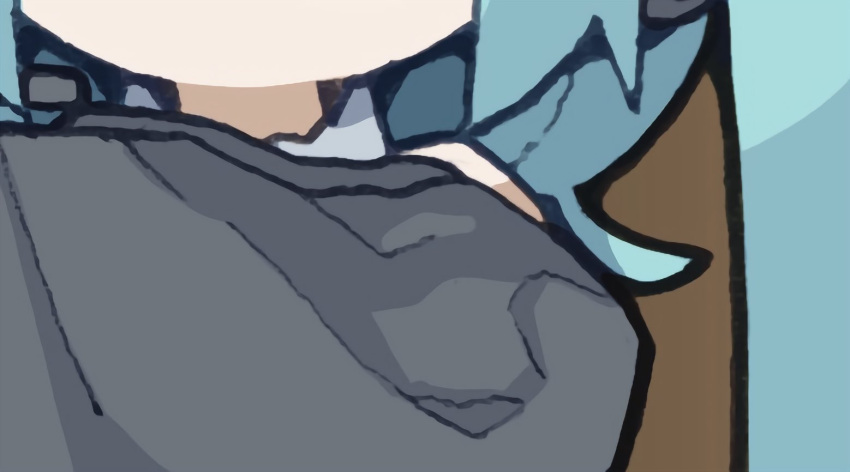 1girl, black_sleeves, blue_hair, brown_background, close-up, detached_sleeves, hatsune_miku, head_out_of_frame
