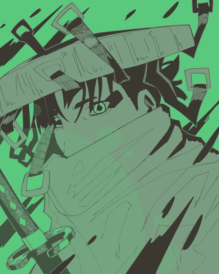 1boy, absurdres, black_eyebrows, black_hair, blood, blood_splatter, cloak, covered_mouth