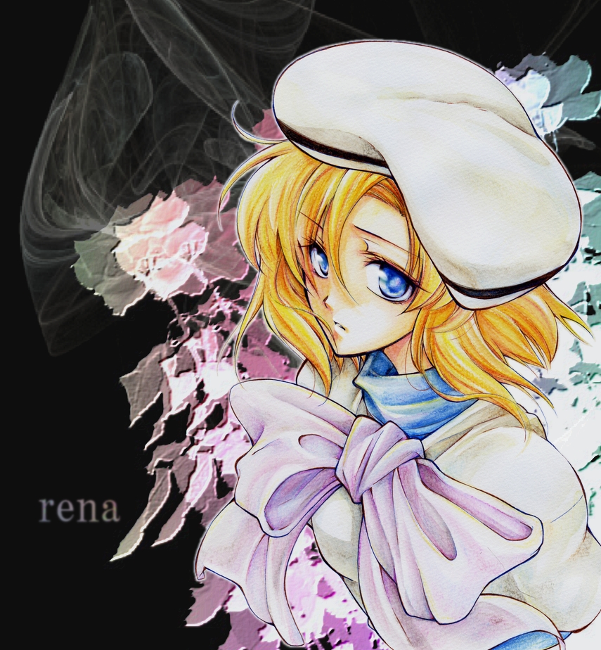 blue_eyes, bow, hat, higurashi_no_naku_koro_ni, kaze_tsuyu_tsuchi_ryuu, ryuuguu_rena