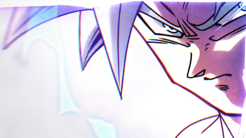 1boy, close-up, dragon_ball, dragon_ball_super, glowing, glowing_eye, grey_hair, lafia_db