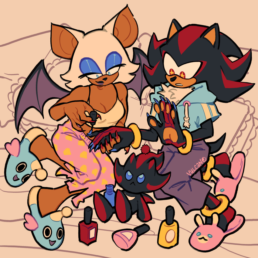 +_+, animal_ears, animal_nose, animal_slippers, anklet, artist_name, bat_ears, bat_girl