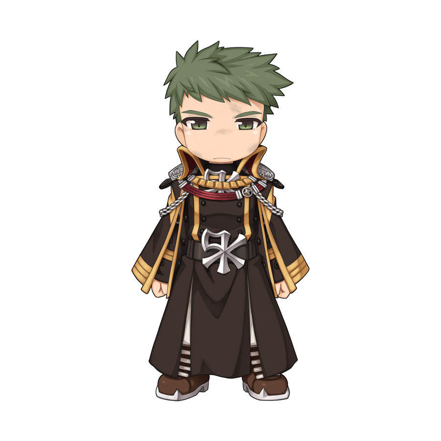 1boy, black_coat, boots, brown_footwear, buttons, chain, chibi, chibi_only