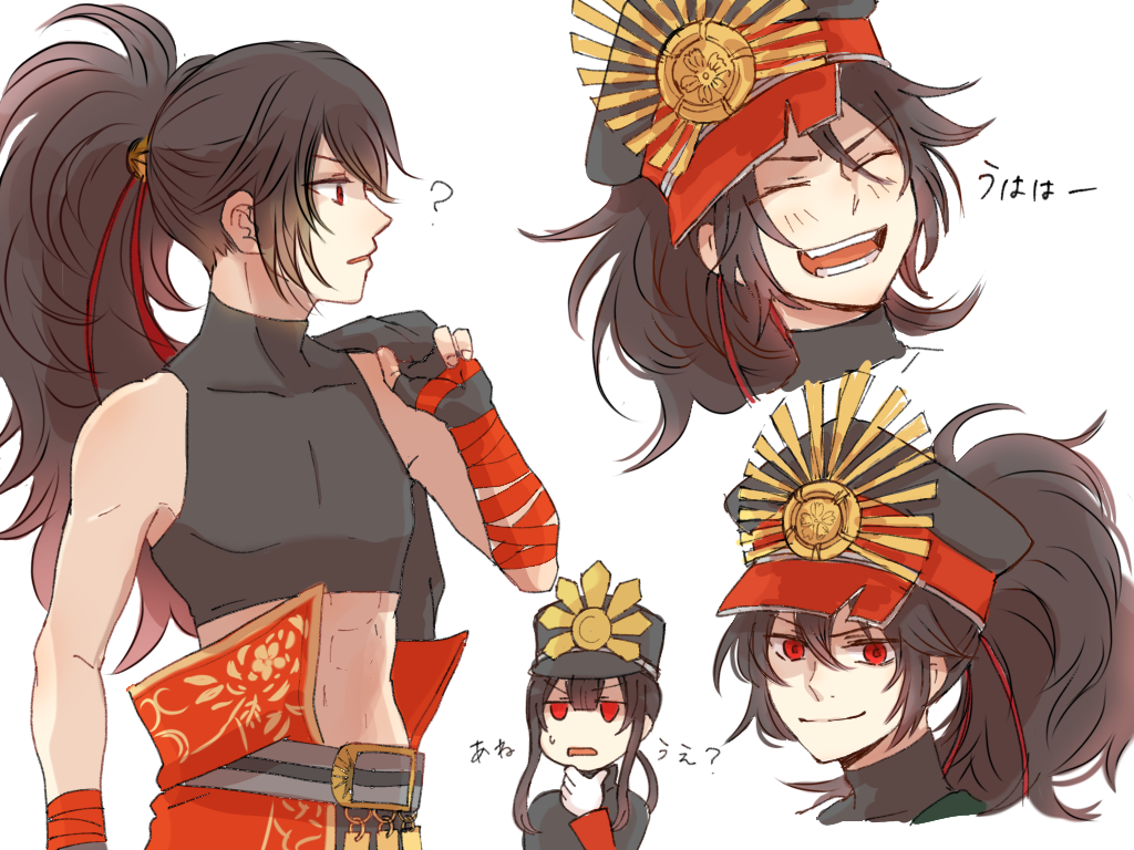 2boys, ?, abs, belt, big_hair, black_cape, black_gloves, black_hair