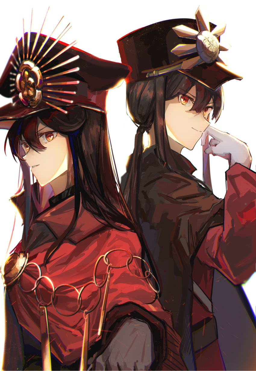 1boy, 1girl, absurdres, belt, black_belt, black_cape, black_hair, black_jacket