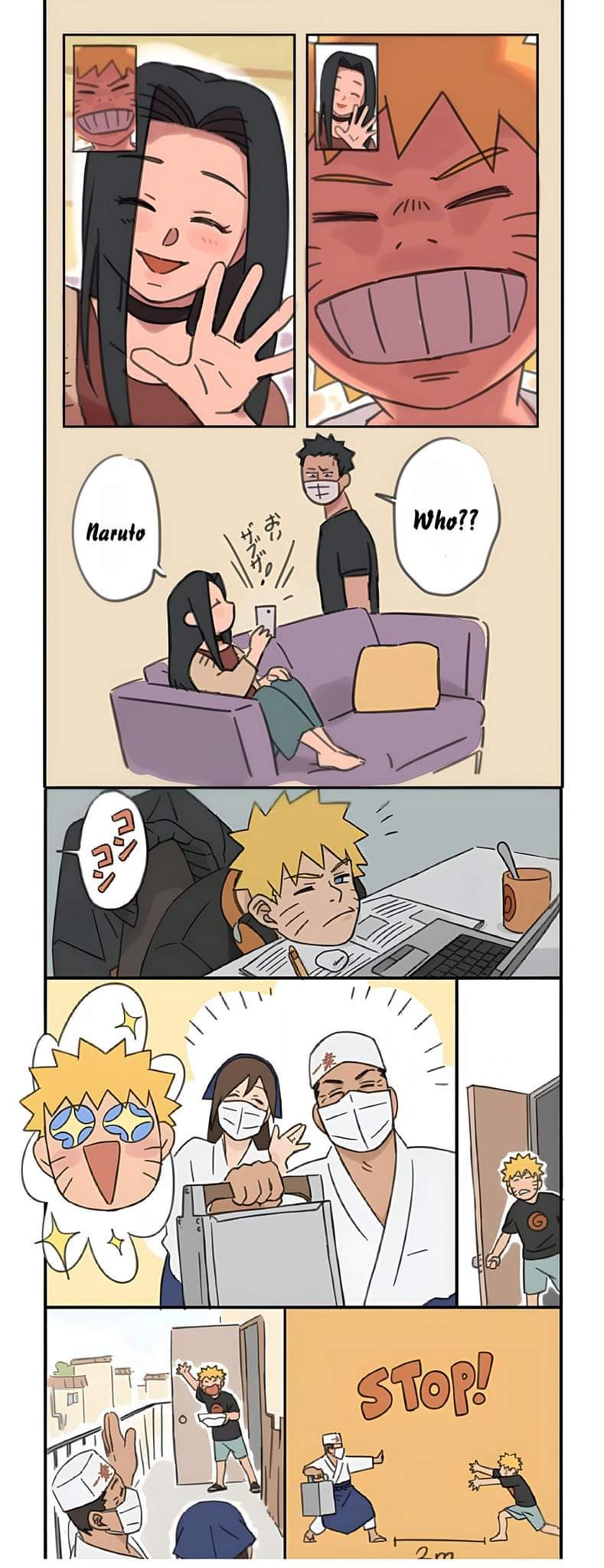 ayame_(naruto), haku_(naruto), momochi_zabuza, mouth_mask, multiple_boys, naruto, naruto_(series), social_distancing