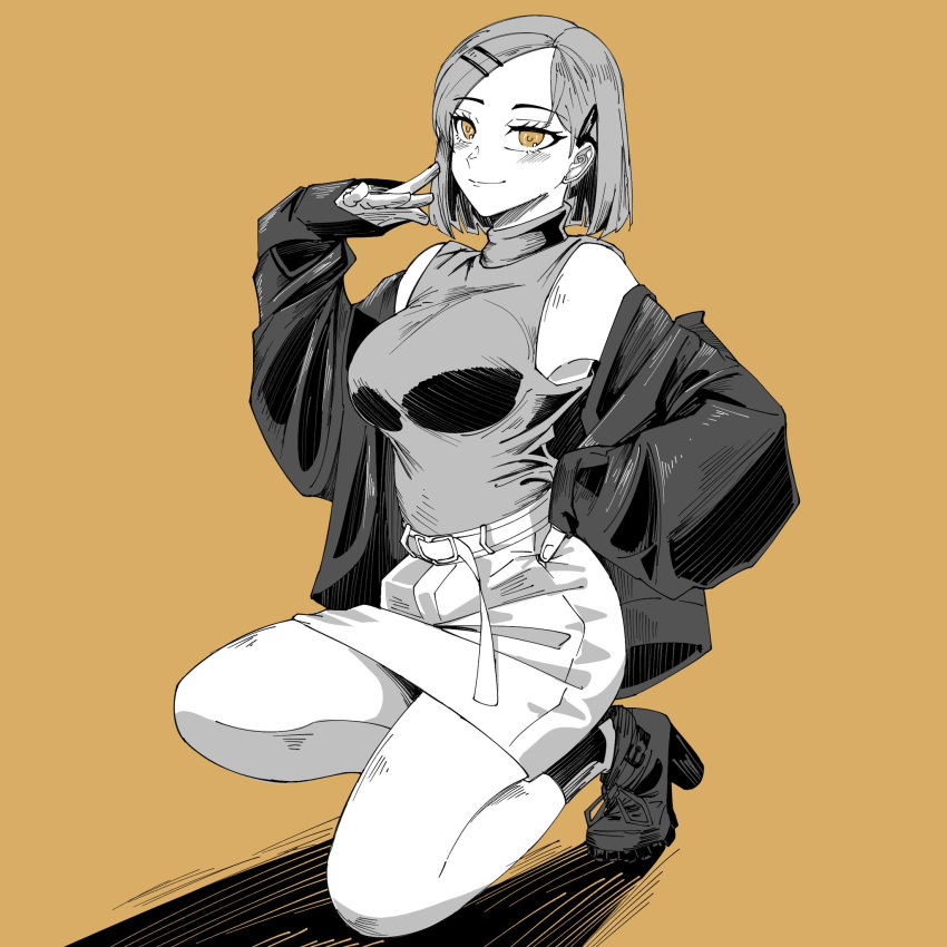 1girl, black_jacket, casual, cursed_energy_(jujutsu_kaisen), fashion, hair_pulled_back, highres, hood