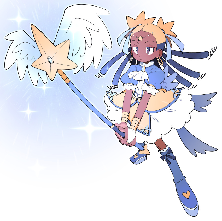 1girl, aika_(kiana_mai), ascot, boots, borrowed_character, circlet, commentary, dark-skinned_female