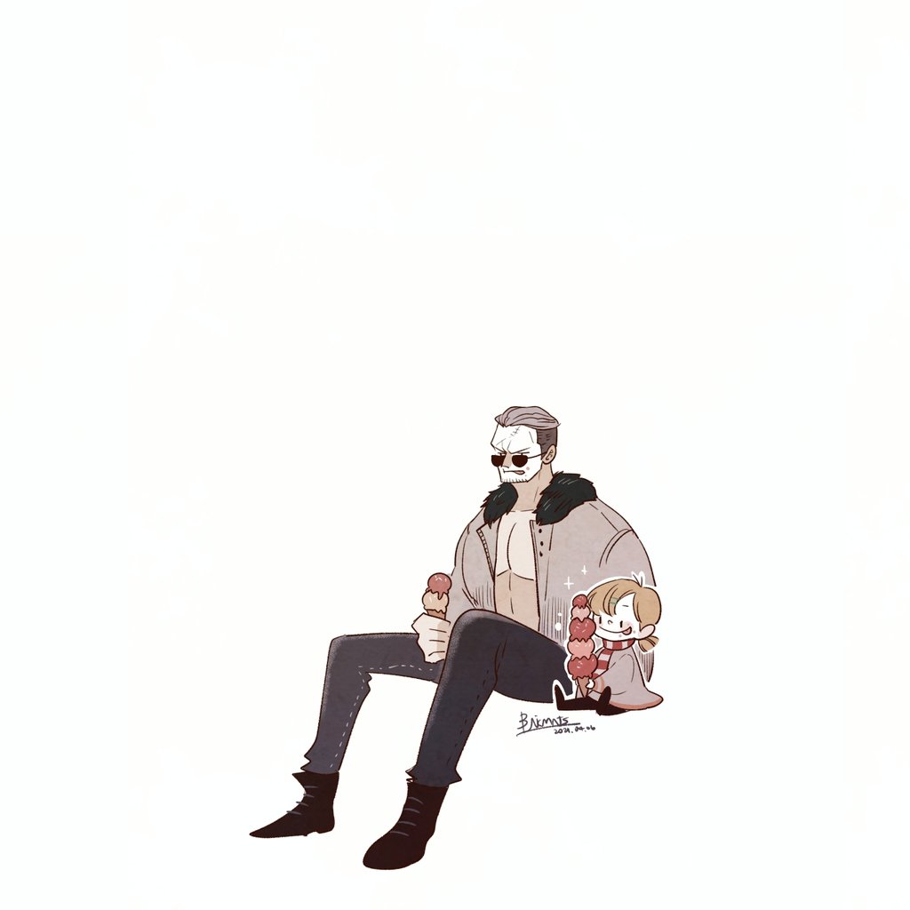 1boy, 1girl, beard_stubble, blink_mints, blonde_hair, boots, child, commentary_request