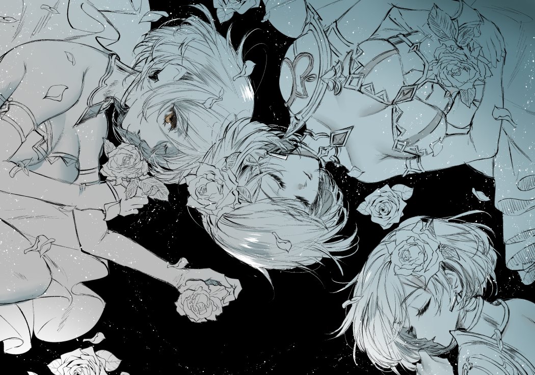 1girl, armor, djeeta_(granblue_fantasy), dress, flower, glorybringer_(granblue_fantasy), granblue_fantasy, hair_flower