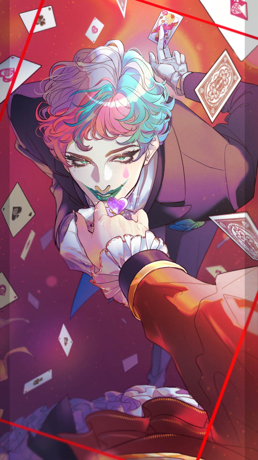1boy, 1girl, absurdres, ace_(playing_card), ace_of_clubs, ace_of_diamonds, ace_of_hearts, ace_of_spades
