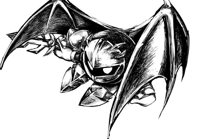 1boy, armor, bat_wings, galaxia_(sword), gloves, highres, huna_nr, kirby_(series)