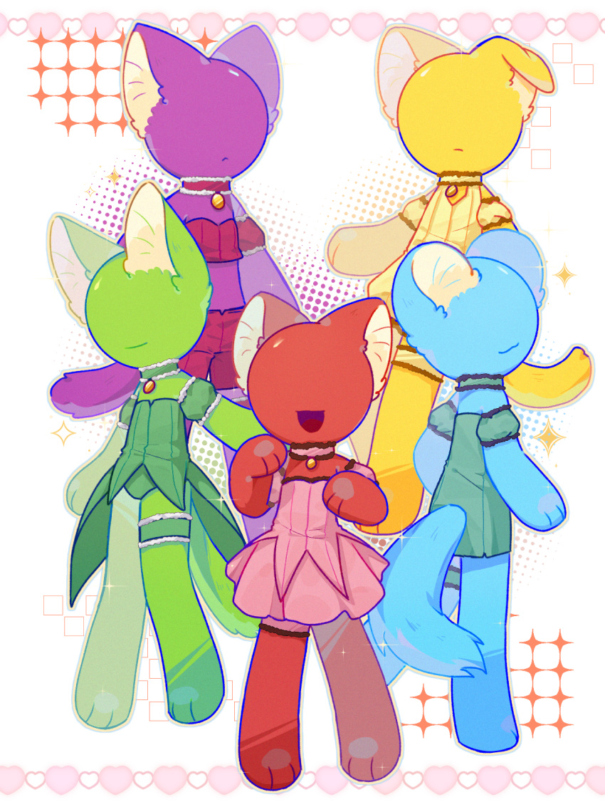 5boys, :3, :d, aizawa_mint, animal_ears, animal_feet, animal_hands, animation