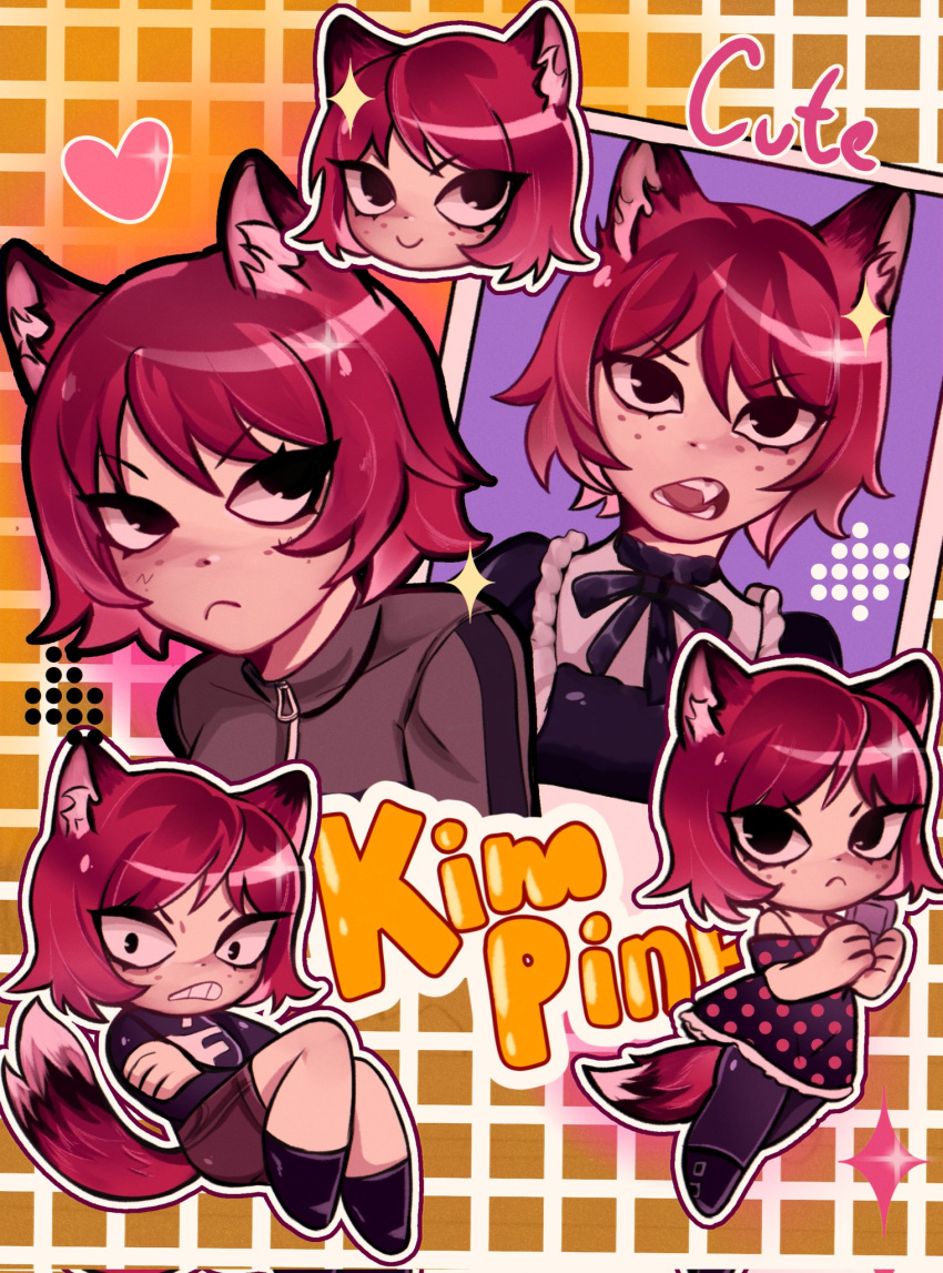 1girl, alternate_costume, animal_ears, black_eyes, borrowed_design, character_name, chibi, commentary
