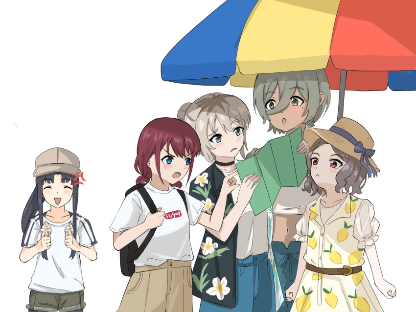 5girls, anger_vein, awa_subaru, backpack, bag, black_bag, black_choker, black_pantyhose