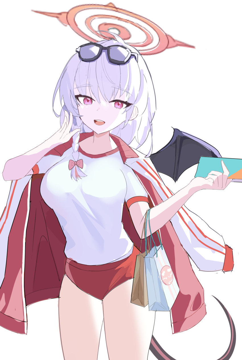 1girl, :d, absurdres, ahoge, blue_archive, blue_hair, bow, braid