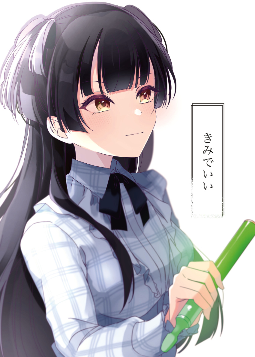 1girl, absurdres, black_hair, black_ribbon, blush, commentary_request, cover, cover_page