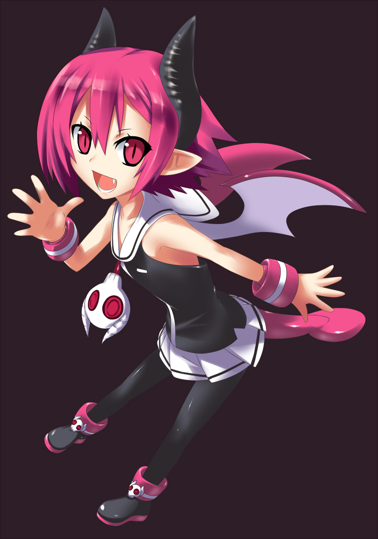 16_ban, blue_eyes, braid, disgaea, fang, horns, loli, magenta_hair