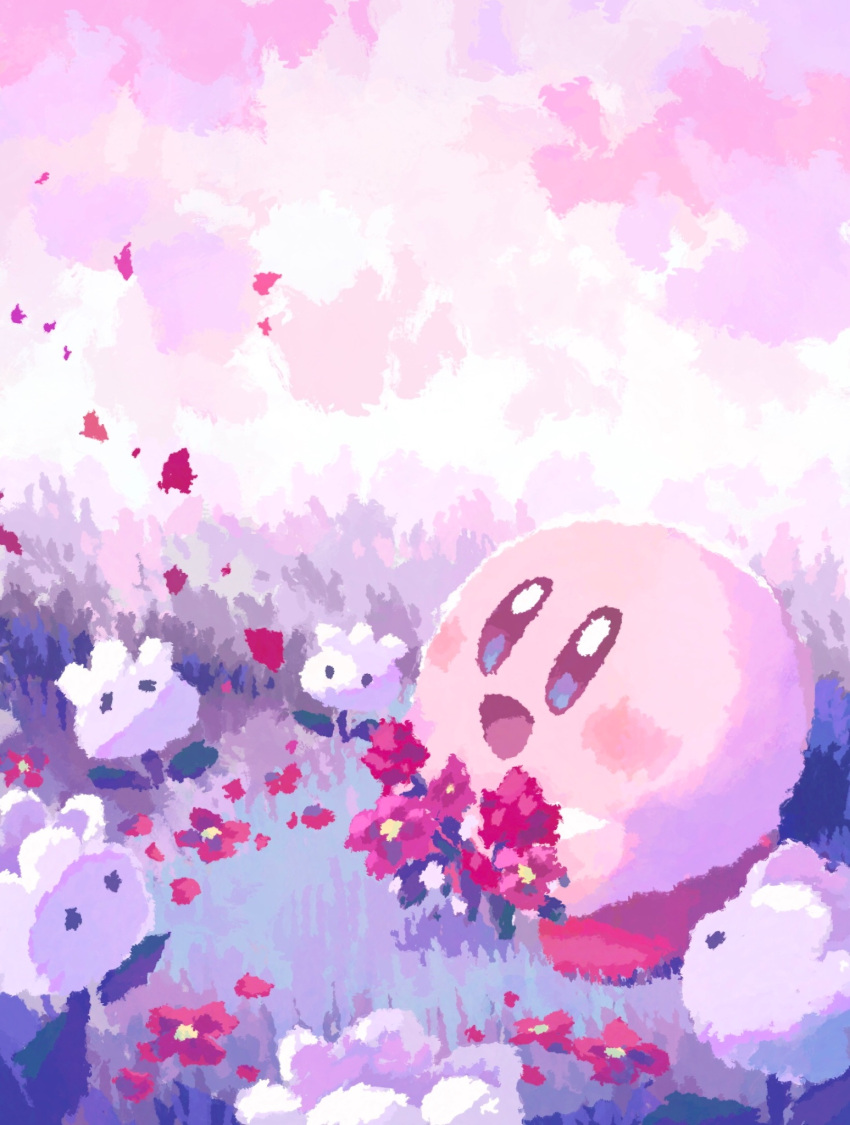 :d, aruco_co, blue_eyes, blush, blush_stickers, bouquet, clouds, cloudy_sky
