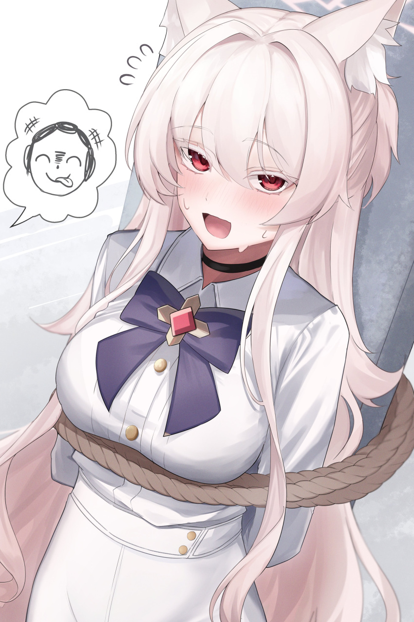 1girl, absurdres, akira_(blue_archive), animal_ear_fluff, animal_ears, blue_archive, bound, bow