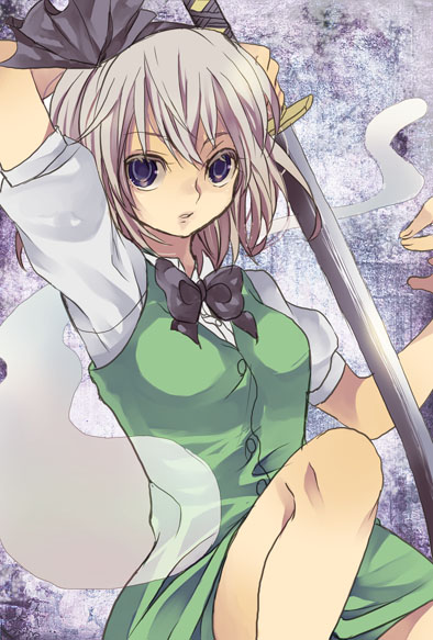 bad_id, blue_eyes, blush, ghost, hairband, katana, konpaku_youmu, konpaku_youmu_(ghost)