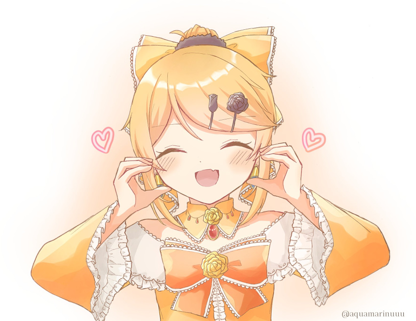 ^_^, aku_no_musume_(vocaloid), aquamarinu, bare_shoulders, black_robe, blush, bow, brooch