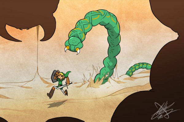 a_link_to_the_past, lanmolas, link, male, matt_cummings_(artist), nintendo, sand, shield, sword, the_legend_of_zelda, weapon