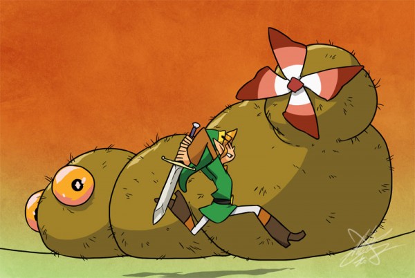 a_link_to_the_past, link, male, matt_cummings_(artist), moldorm, nintendo, sword, the_legend_of_zelda, weapon