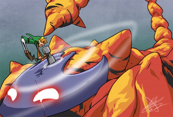 a_link_to_the_past, fire, hammer, helmsaur_king, link, male, mask, matt_cummings_(artist)