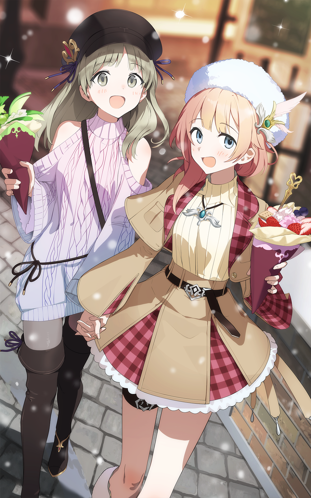 2girls, :d, atelier_(series), atelier_resleriana, atelier_rorona, atelier_totori, belt, black_belt