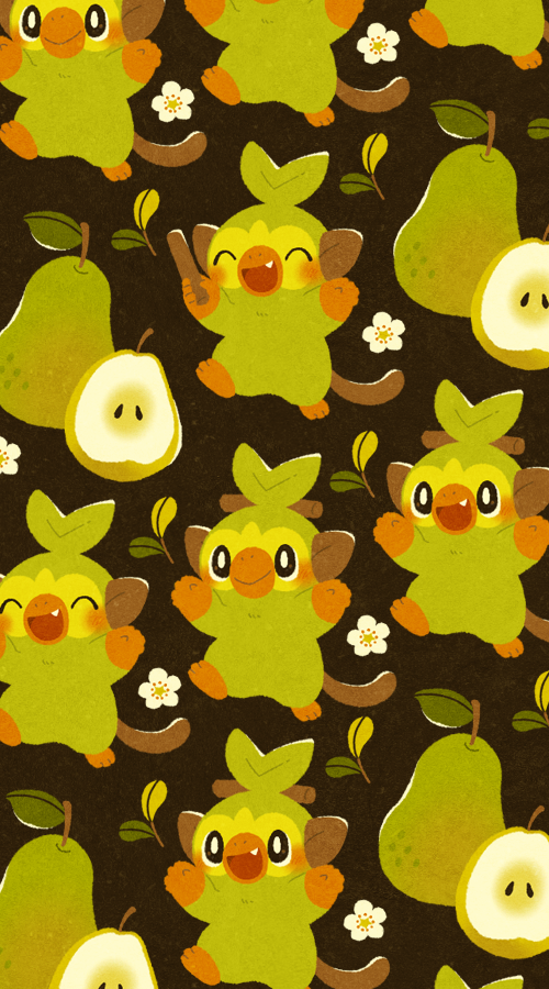 animal_focus, arms_up, black_eyes, blush, bright_pupils, brown_background, fang, flower