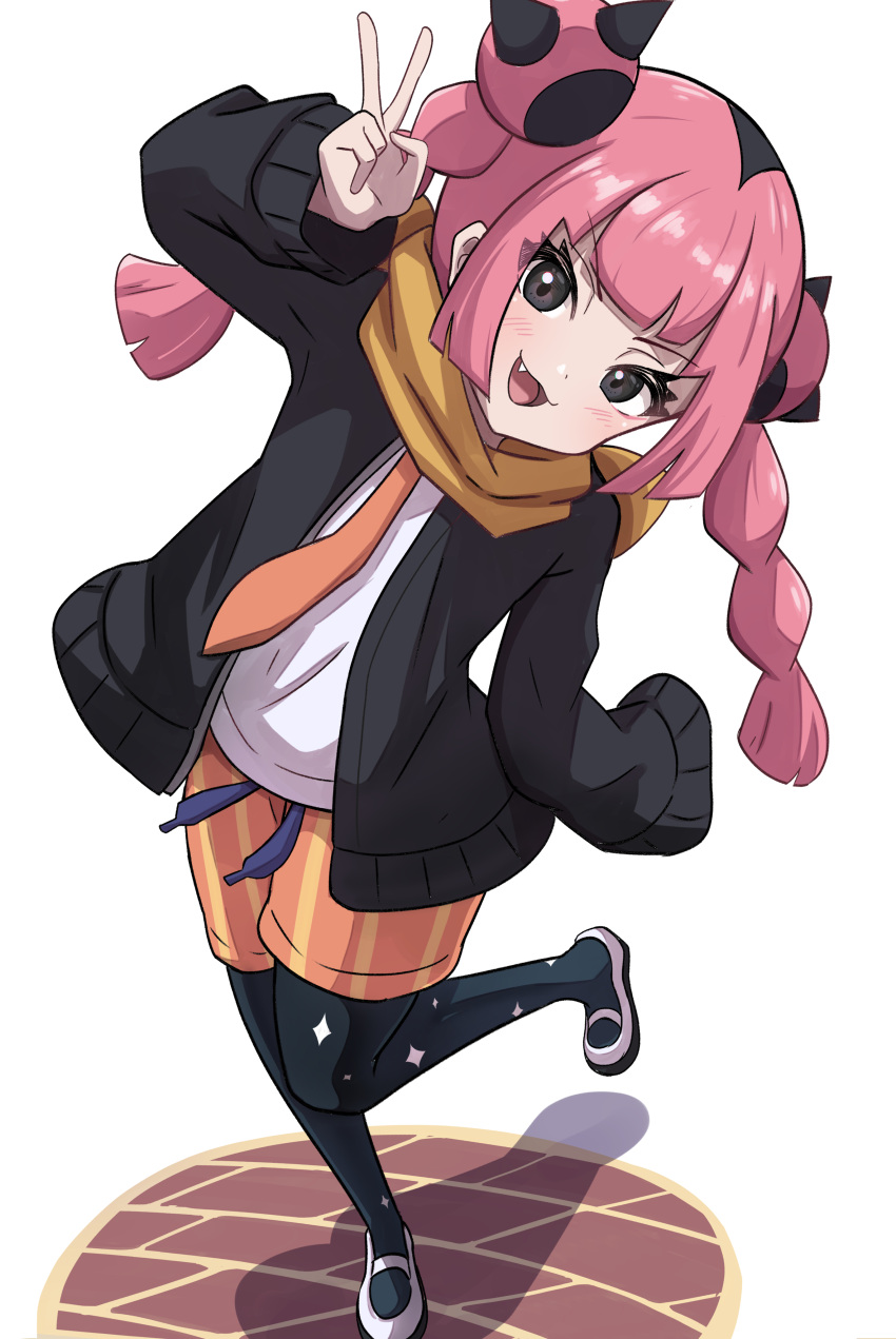 1girl, absurdres, blush, coral_(pokemon), eyelashes, fang, grey_eyes, hair_ornament
