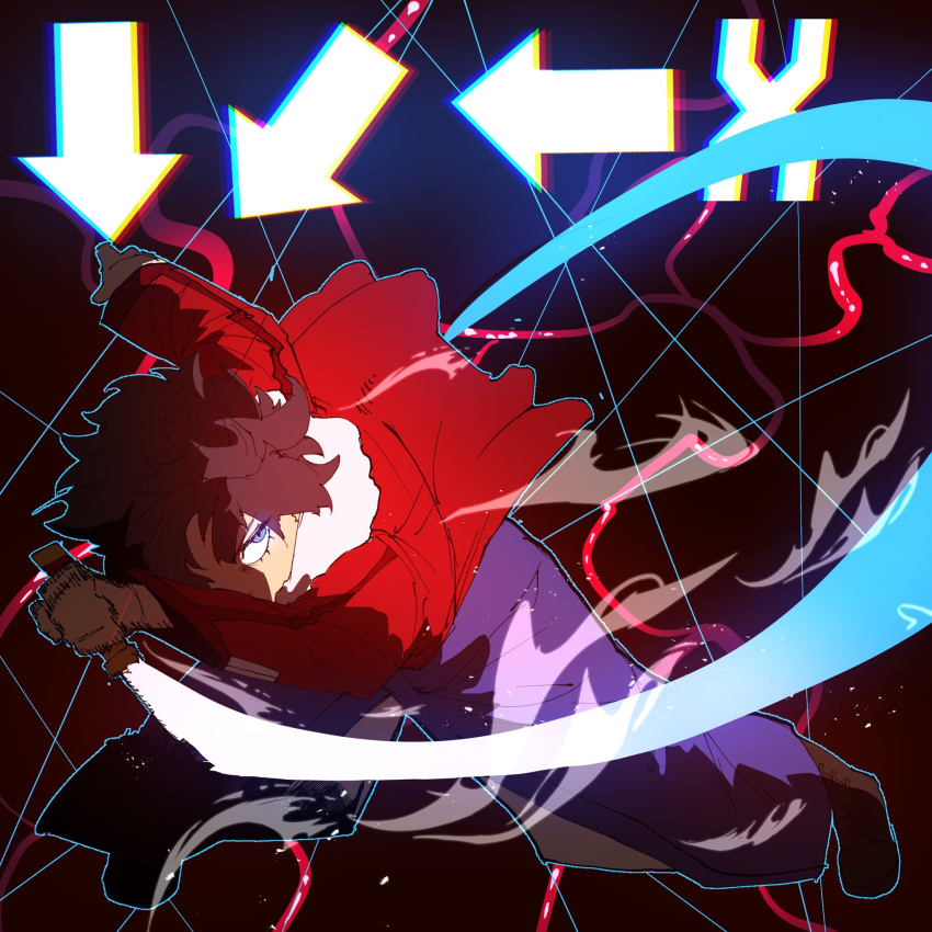 1girl, black_background, black_hair, blue_kimono, command_input, fighting_game, highres, holding