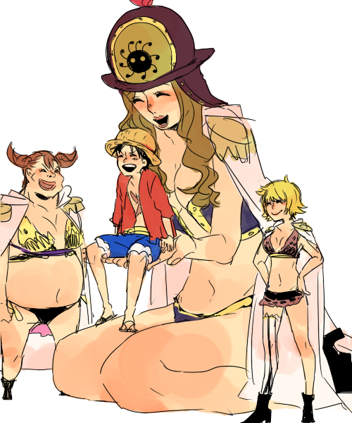 1boy, 3girls, amazon_warrior, aphelandra, black_hair, blonde_hair, blue_shorts, boots