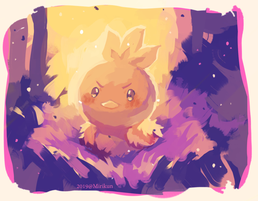 angry, animal_focus, artist_name, backlighting, bird, blush, border, brown_eyes