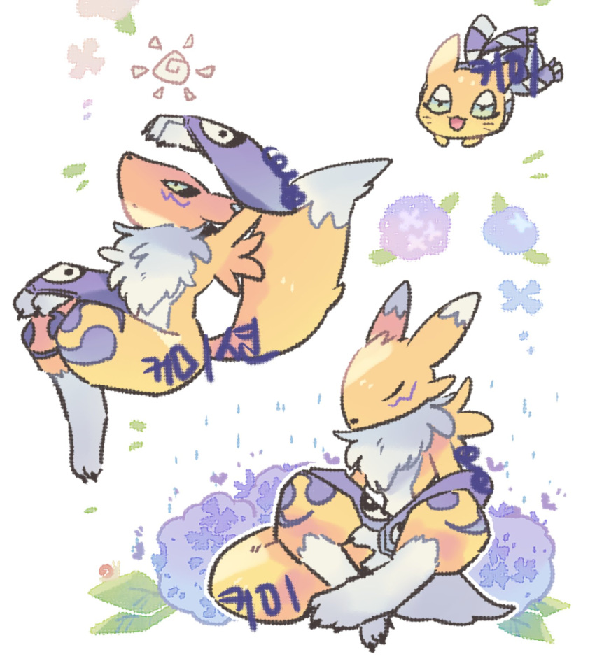 black_sclera, body_fur, chibi, colored_sclera, digimon, digimon_(creature), evolutionary_line, highres