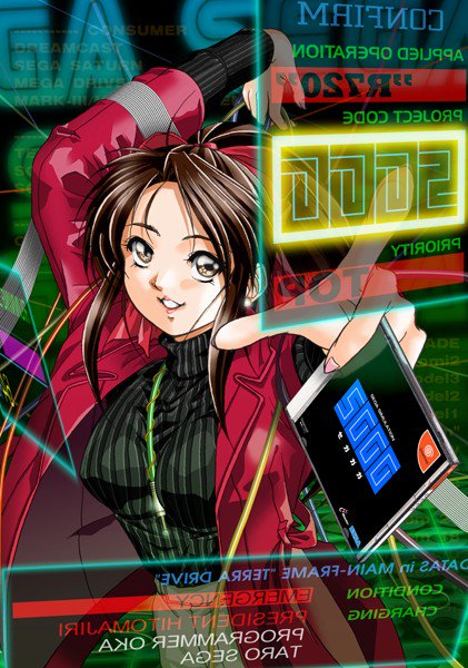 1girl, alternate_costume, arm_behind_back, black_sleeves, black_sweater, breasts, brown_hair, collar