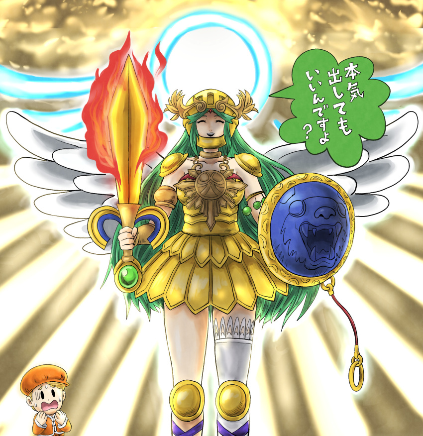 1boy, 1girl, armor, armored_dress, bao_(kof), blonde_hair, closed_eyes, collarbone