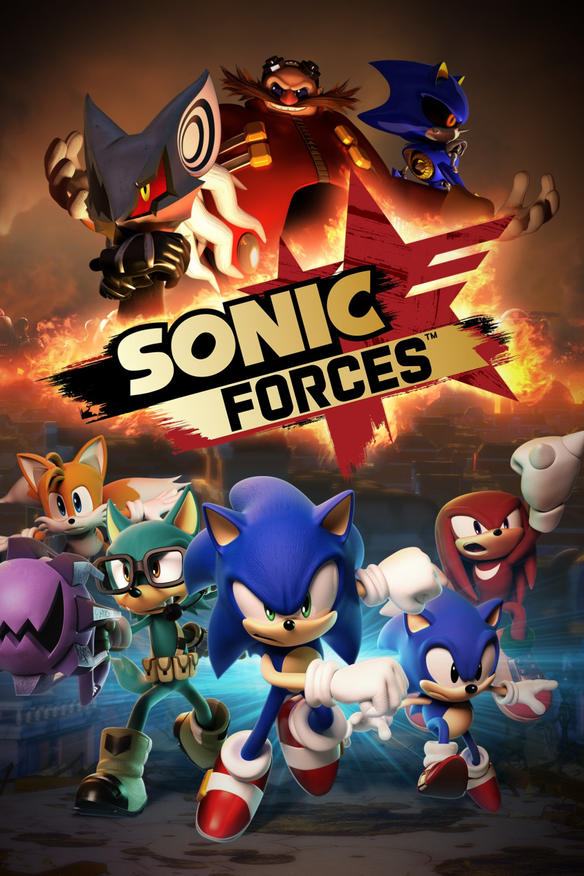 1other, 6+boys, avatar_(sonic_forces), blue_eyes, blue_fur, classic_sonic, copyright_name, cover