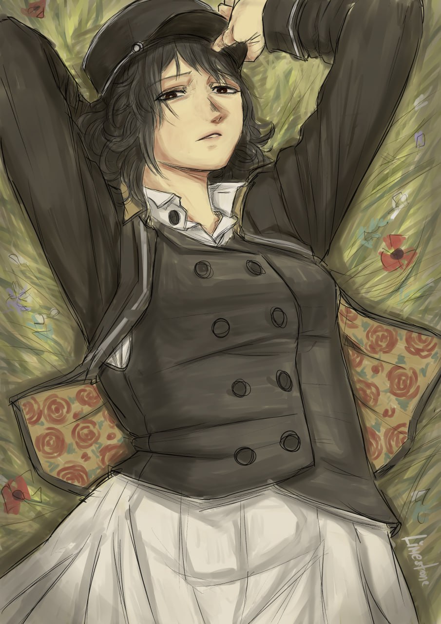 1girl, alternate_costume, andou_(girls_und_panzer), bc_freedom_military_uniform, black_hair, breasts, buttons, dark-skinned_female