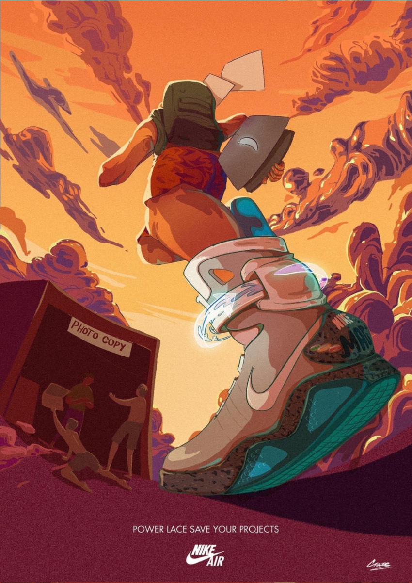 1boy, back_to_the_future, backpack, bag, clouds, computer, english_commentary, english_text
