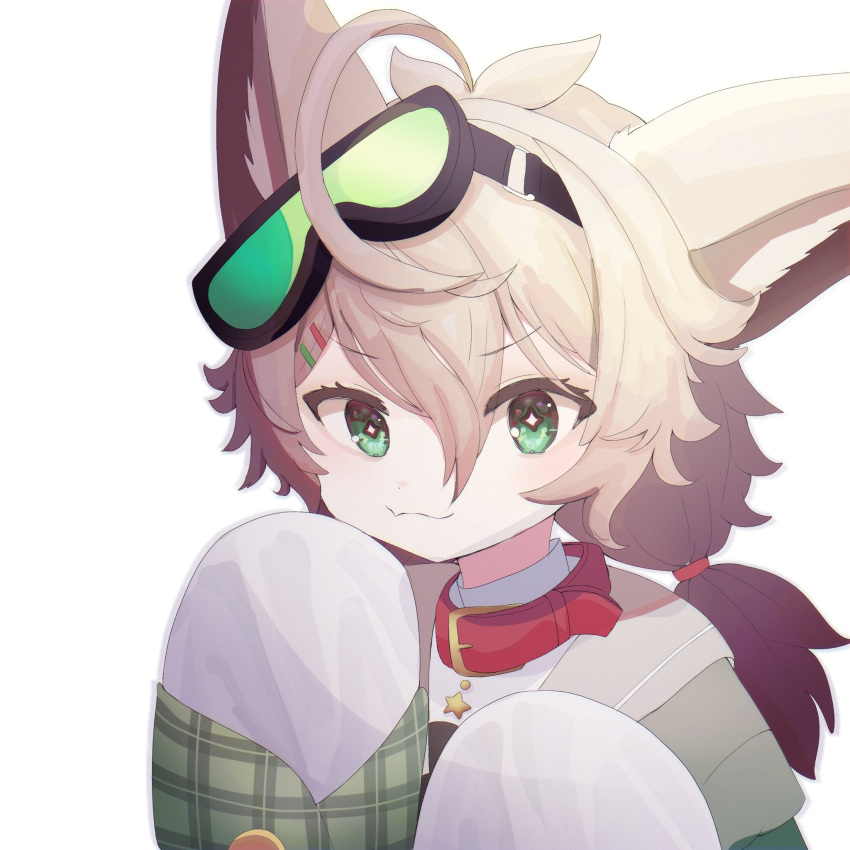 1girl, :3, ahoge, animal_ear_fluff, animal_ears, blonde_hair, brown_hair, choker