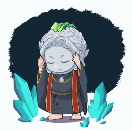 1girl, animated, animated_gif, blue_robe, chibi, crystal, elden_ring, glowing