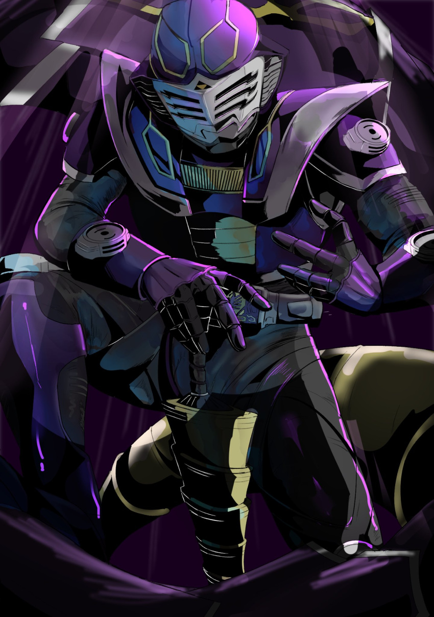 1boy, advent_deck, armor, belt, black_gloves, bodysuit, cobra_(animal), contract_monster