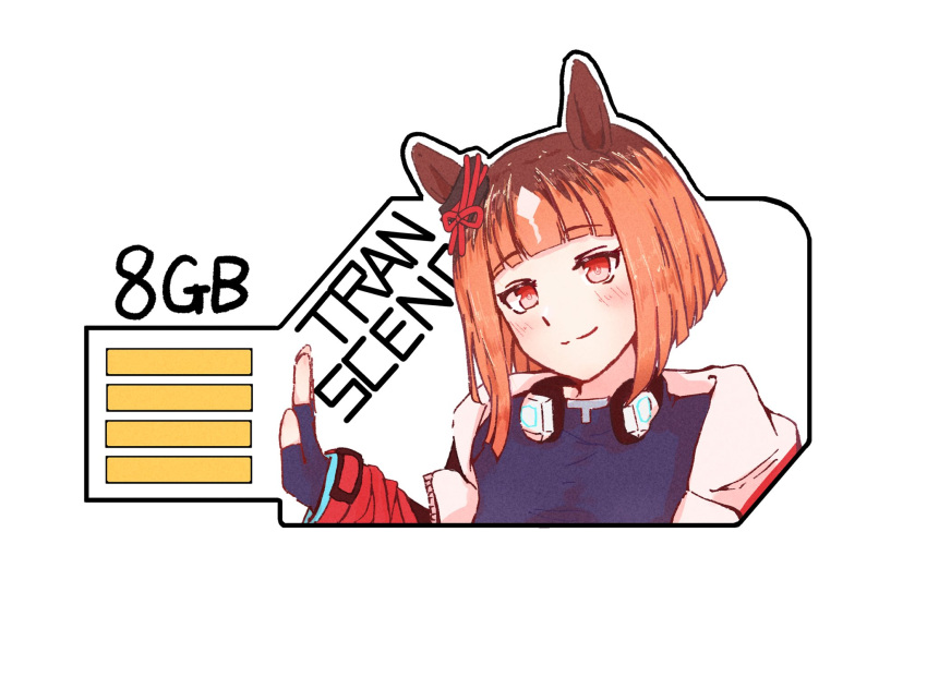 1girl, animal_ears, b0tam0chi3, blue_shirt, blush, brown_hair, character_name, closed_mouth